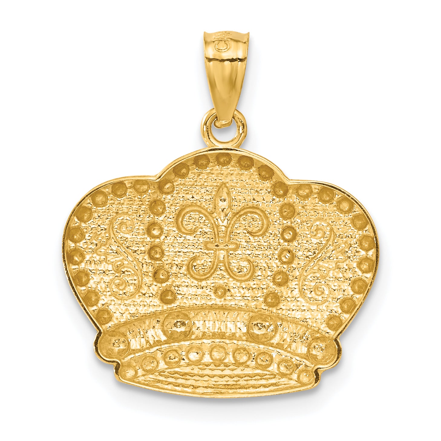 14K Gold and Rhodium Crown Pendant with Polished Finish for Men