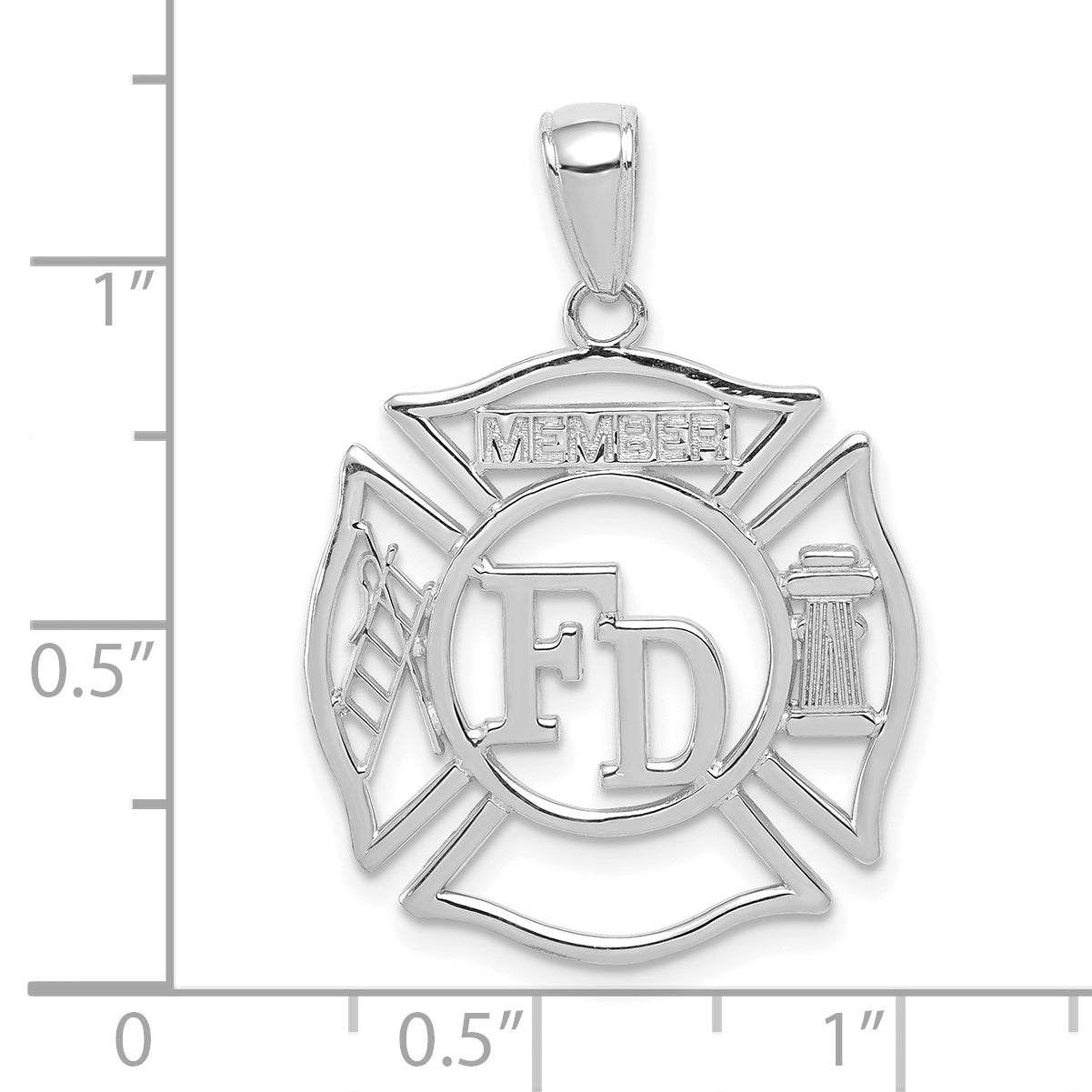 14k White Gold FD MEMBER in Shield Pendant