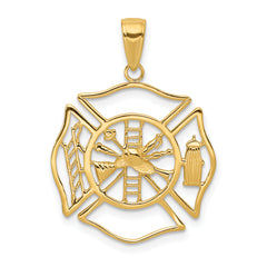 14k Fireman Shield Pendant