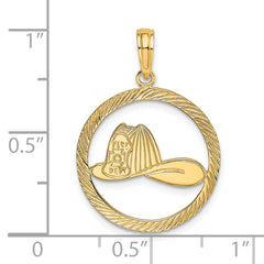 14k Fireman Helmet in Disk Charm