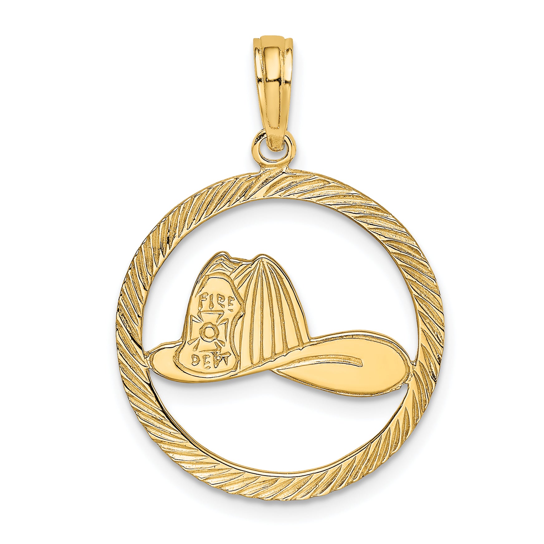 14k Fireman Helmet in Disk Charm