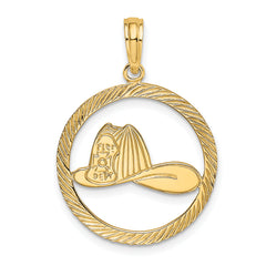 14k Fireman Helmet in Disk Charm