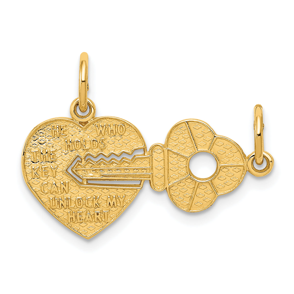 14k Heart and Key Break Apart Charm