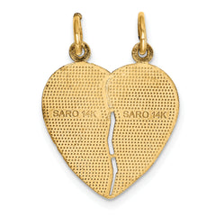 14K Gold Break-Apart Heart Charm with Diamond-Cut Finish  Polished & Brushed