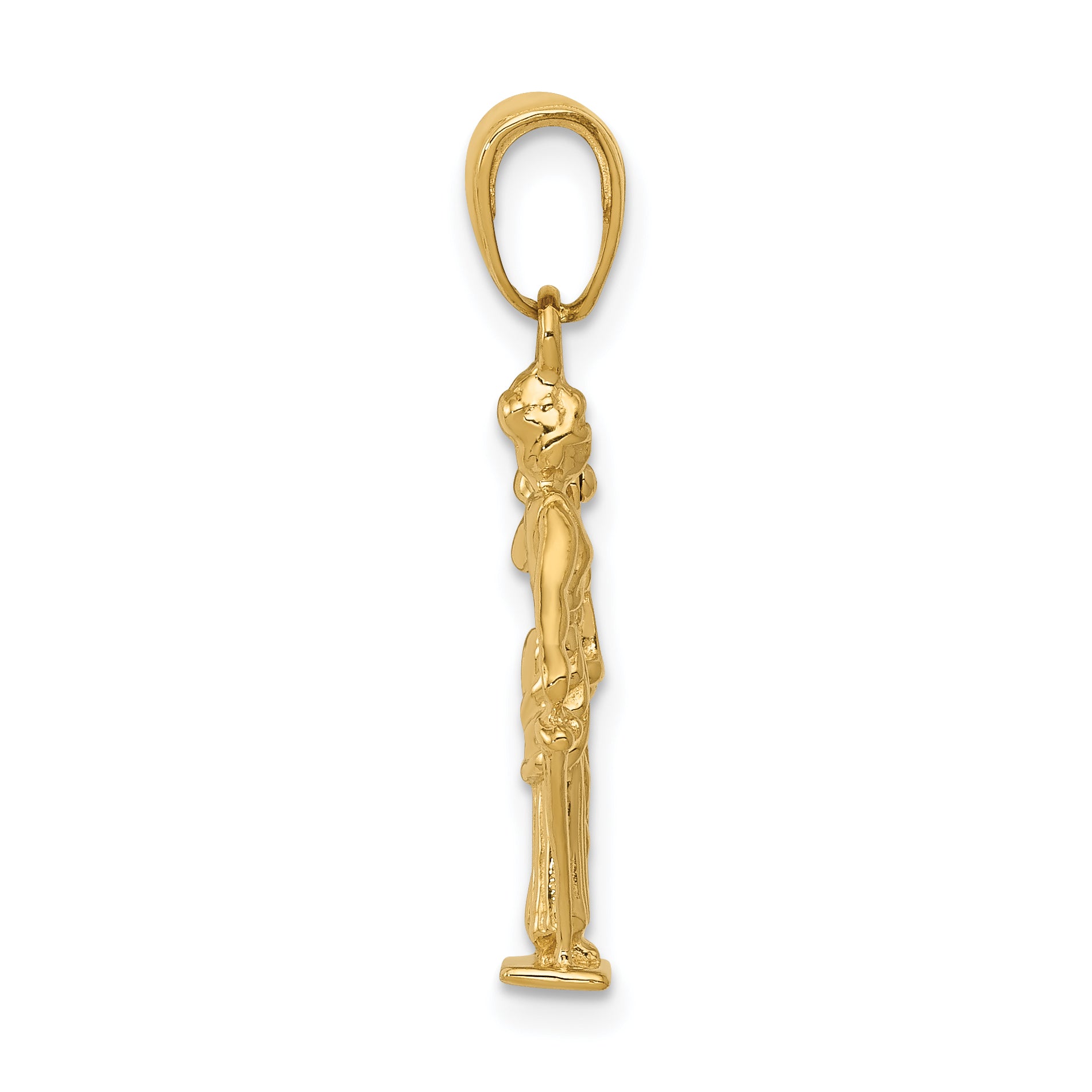 14K Gold Lady of Justice Pendant with 3D Design & Moveable Scales