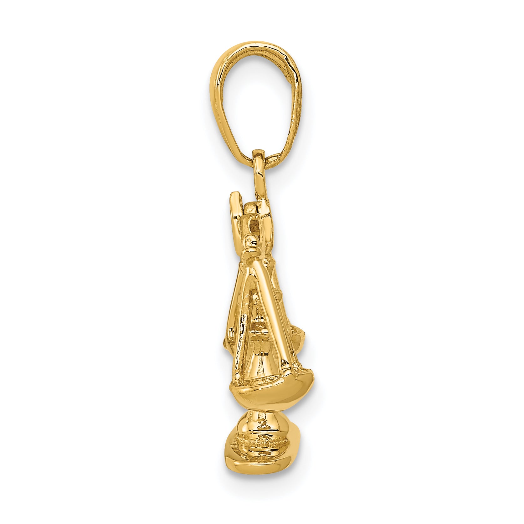 14K Gold 3D Moveable Scales of Justice Pendant Polished Finish