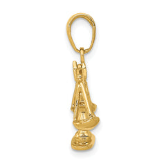 14K Gold 3D Moveable Scales of Justice Pendant Polished Finish