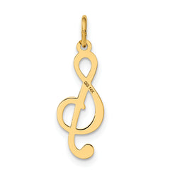 14K Gold Polished Treble Clef Charm Elegant Flat Back Design by Sophia Jewelers