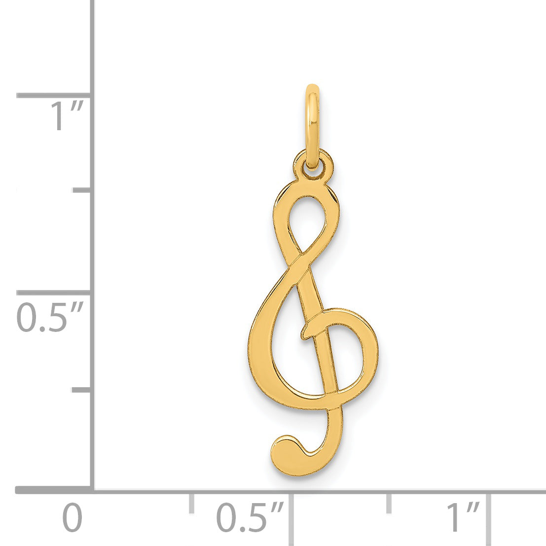 14K Gold Polished Treble Clef Charm Elegant Flat Back Design by Sophia Jewelers