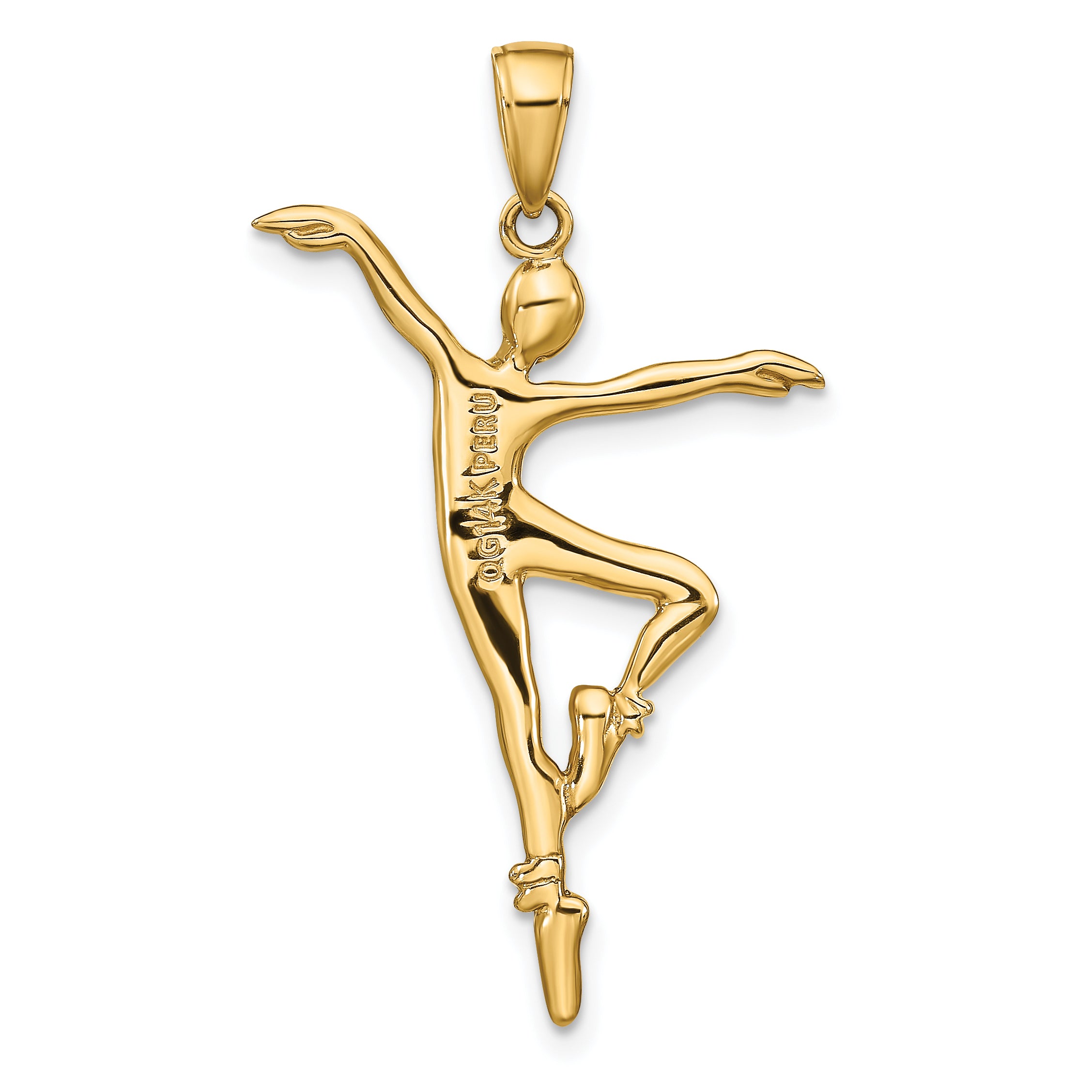 14K Gold Ballet Dancer Pendant with Polished Finish Elegant Charm