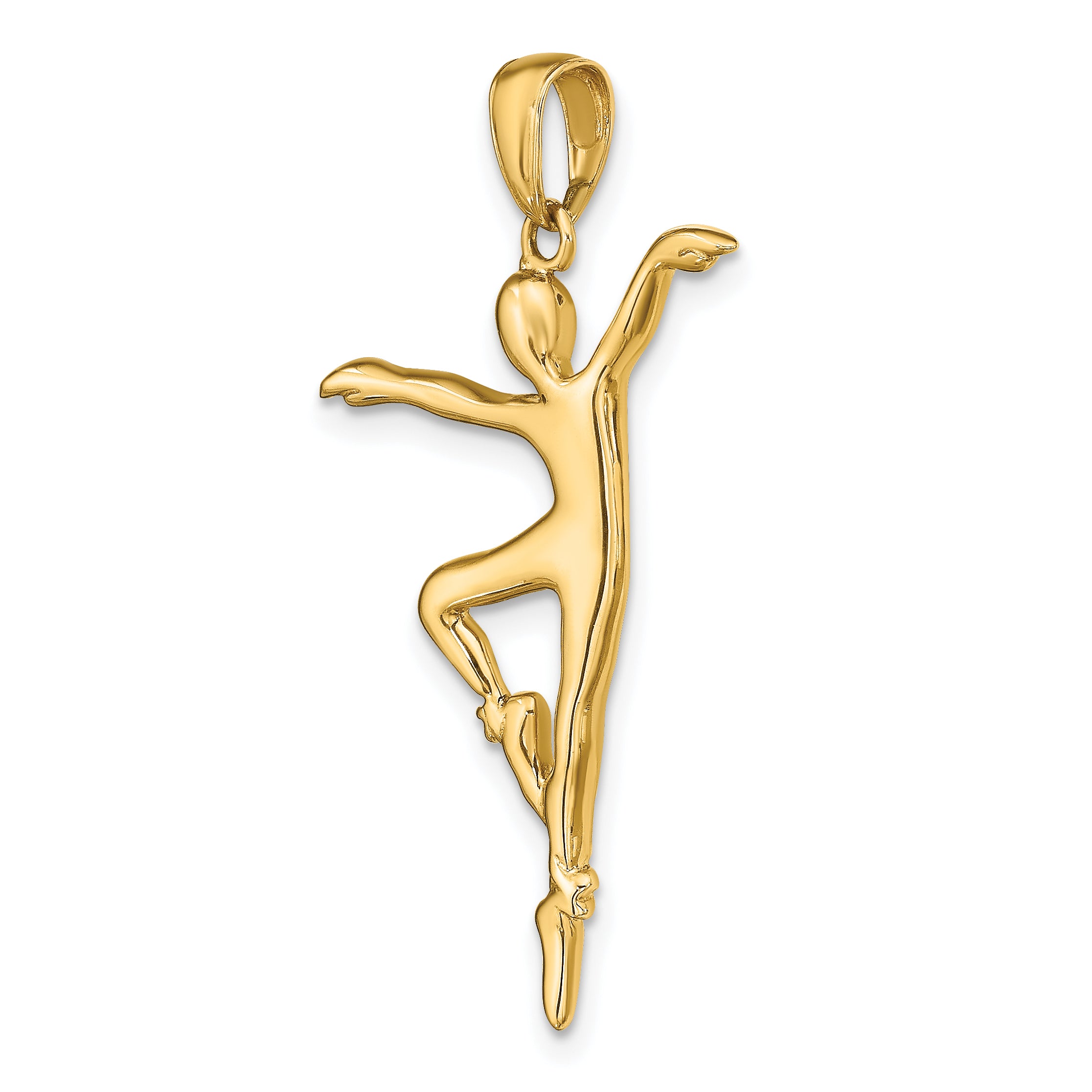 14K Gold Ballet Dancer Pendant with Polished Finish Elegant Charm