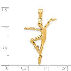 14K Gold Ballet Dancer Pendant with Polished Finish Elegant Charm