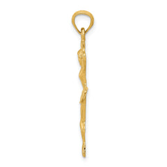 14K Gold Ballerina Pendant with Polished Diamond-Cut Detailing