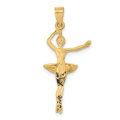 14K Gold Ballerina Pendant with Polished Diamond-Cut Detailing