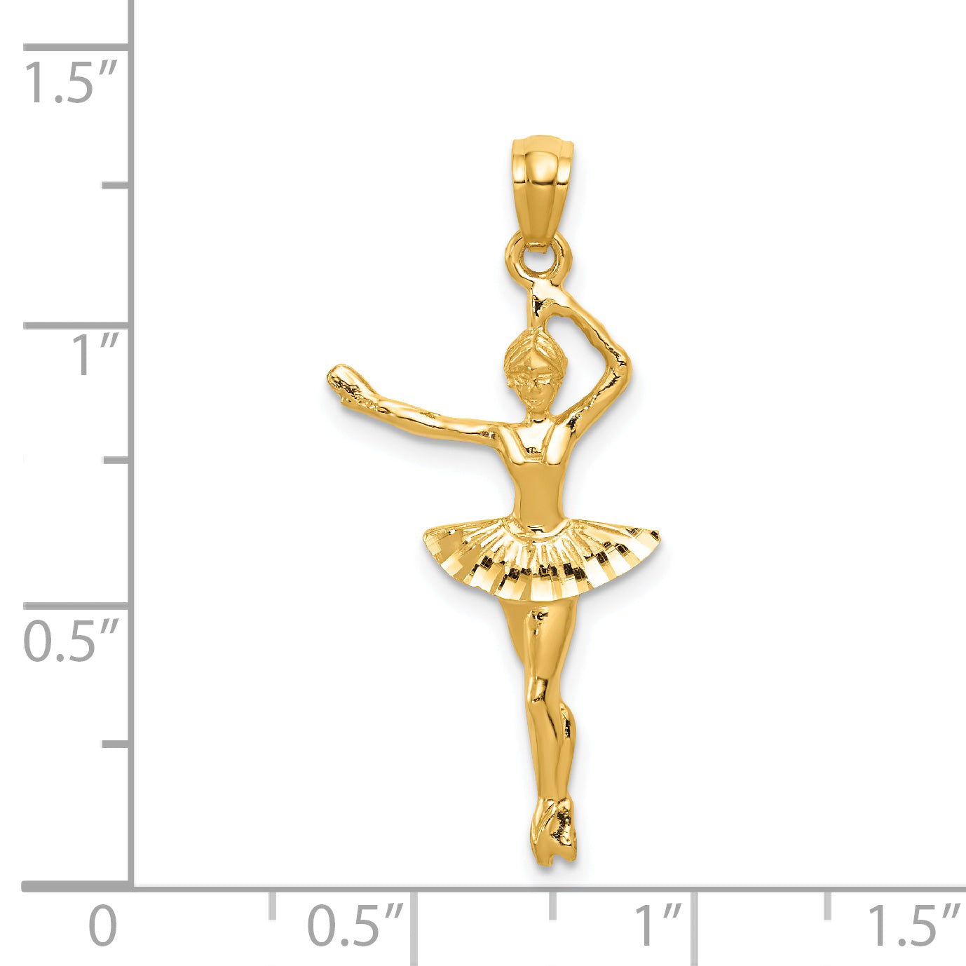 14K Gold Ballerina Pendant with Polished Diamond-Cut Detailing