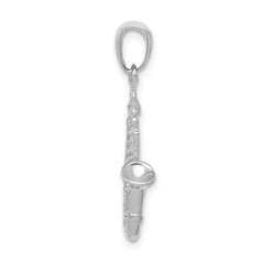 14K White Gold 3-D Saxophone Pendant