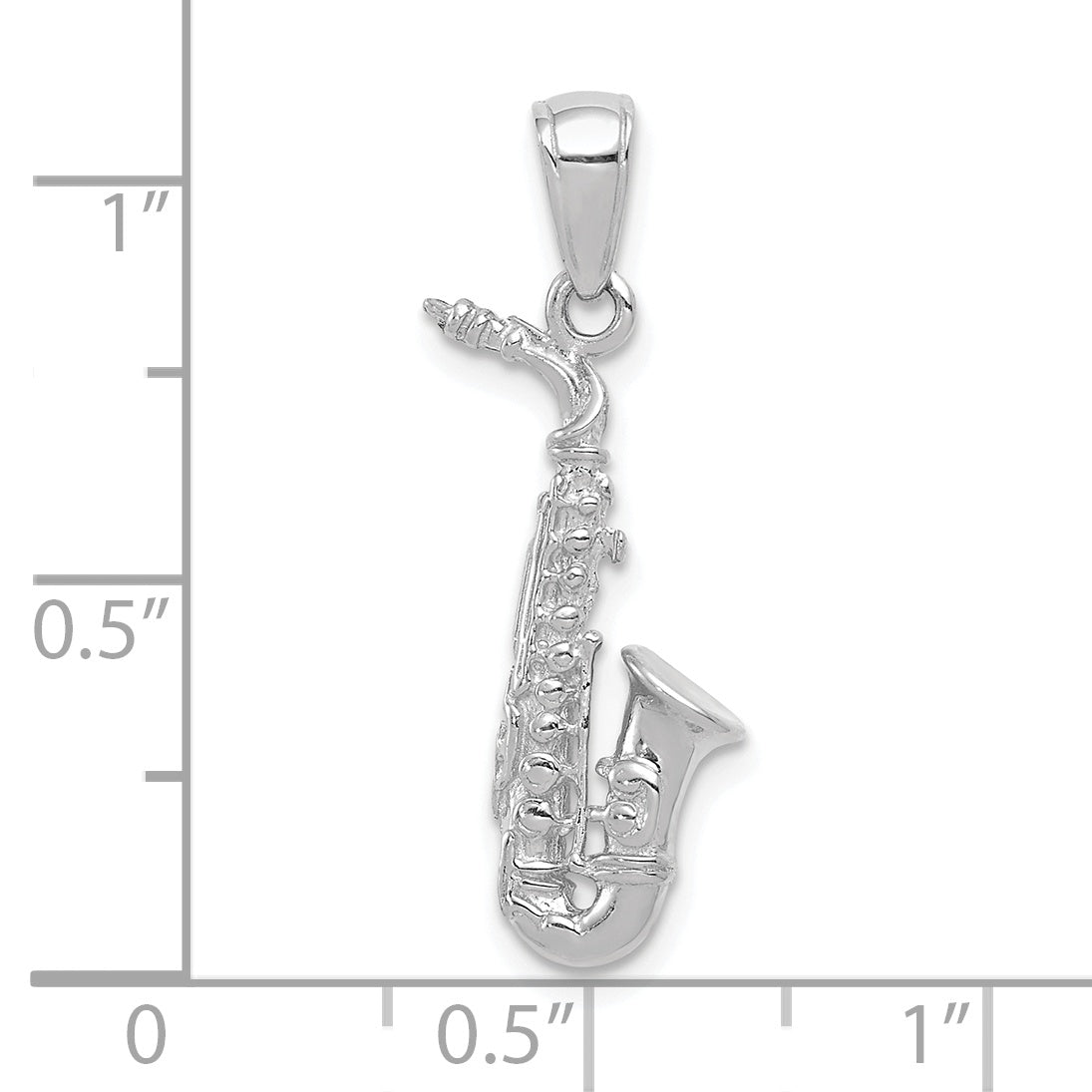 14K White Gold 3-D Saxophone Pendant