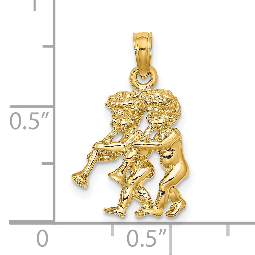 14k 3-D Gemini Zodiac Charm