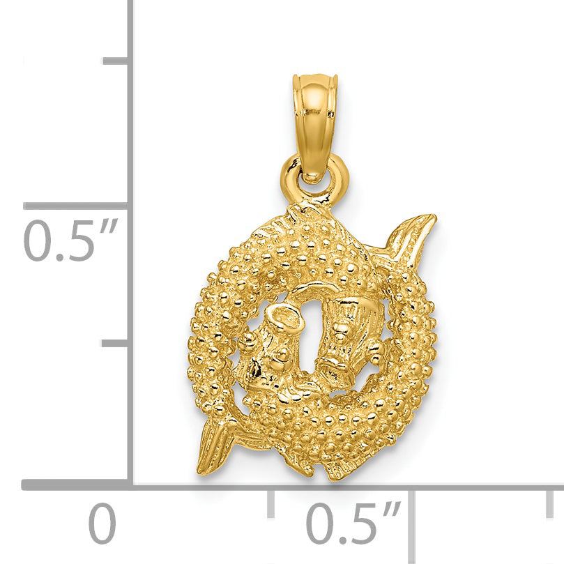 14k 3-D Pisces Zodiac Charm