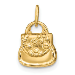 14K Gold 3D Purse Charm with Polished Textured Finish