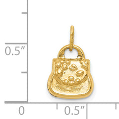 14K Gold 3D Purse Charm with Polished Textured Finish