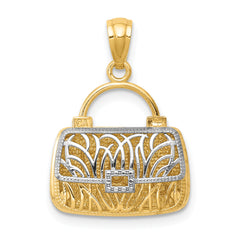 14K w/Rhodium 3D Reversible Mom Handbag Pendant