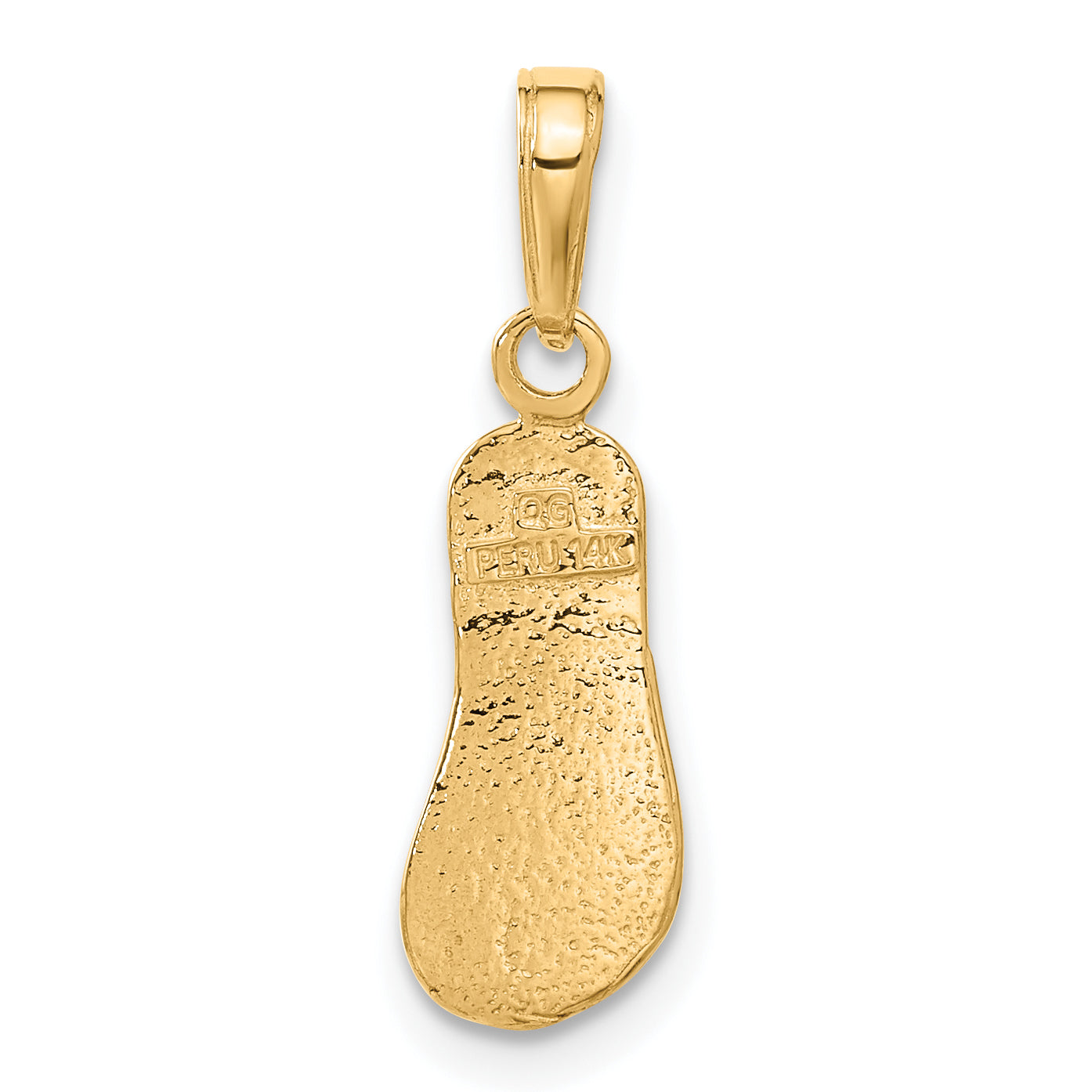 14K Gold 3D Flip-Flop Pendant with Solid Casted Design 22mm