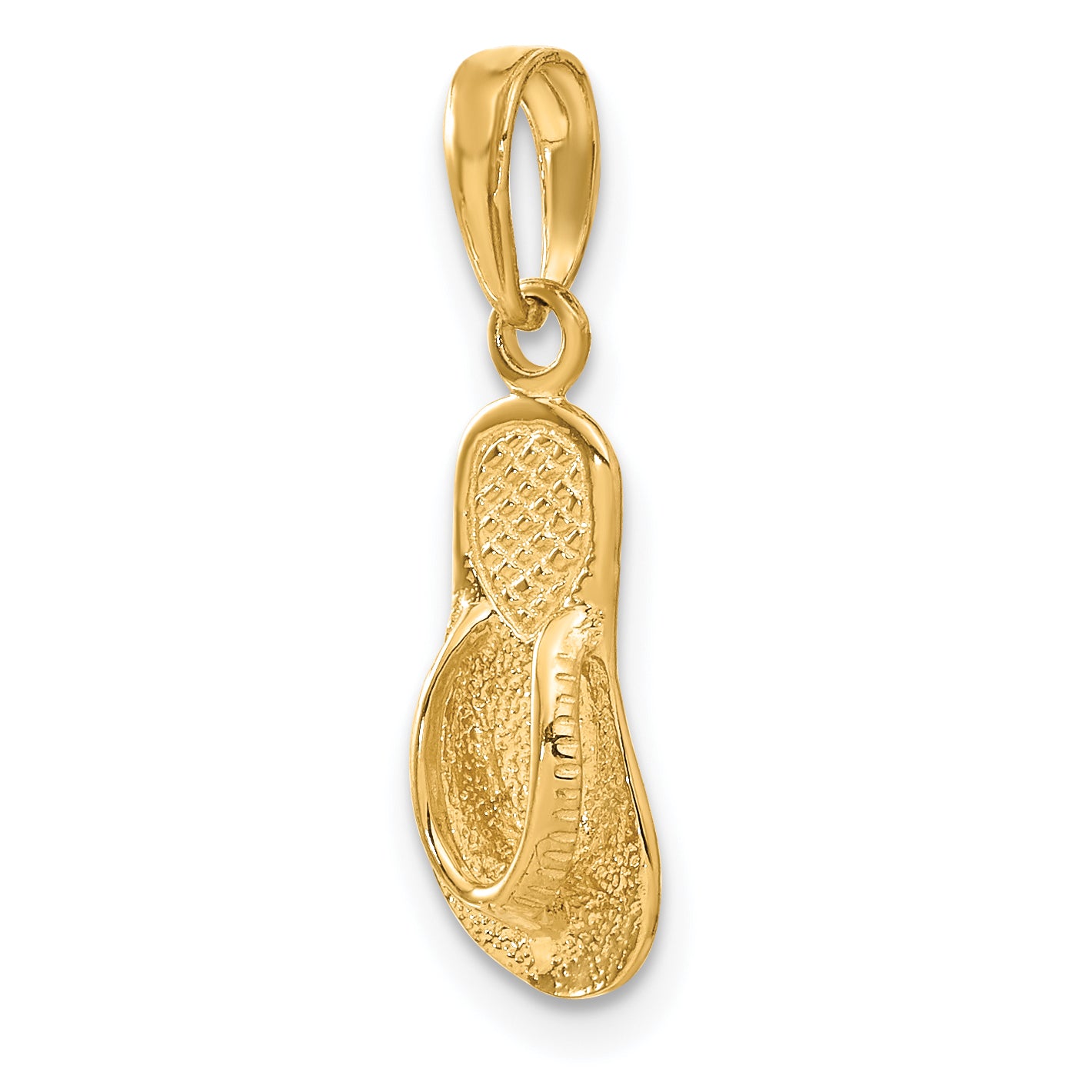 14K Gold 3D Flip-Flop Pendant with Solid Casted Design 22mm