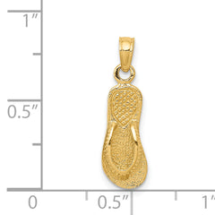 14K Gold 3D Flip-Flop Pendant with Solid Casted Design 22mm