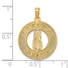 14K LIFES A BEACH Circle W/Flip-Flop Charm