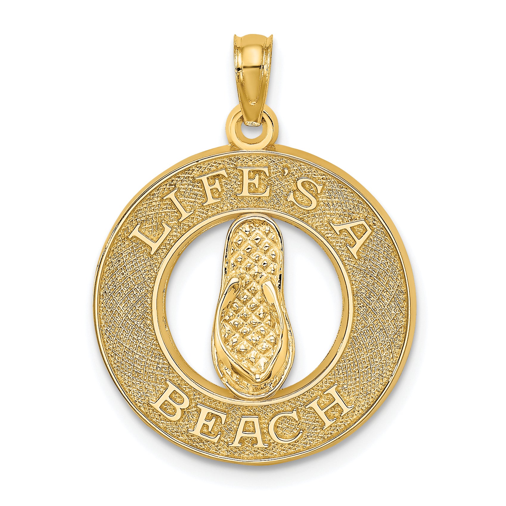 14K LIFES A BEACH Circle W/Flip-Flop Charm