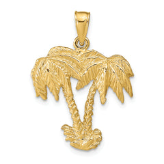 14k Double Palm Trees Pendant