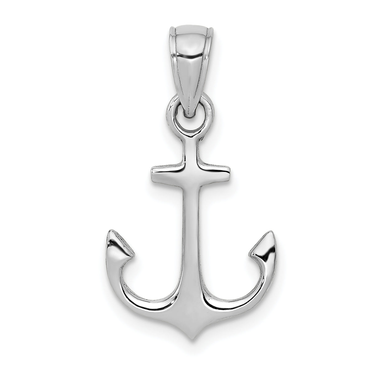 14k White Gold Anchor Pendant