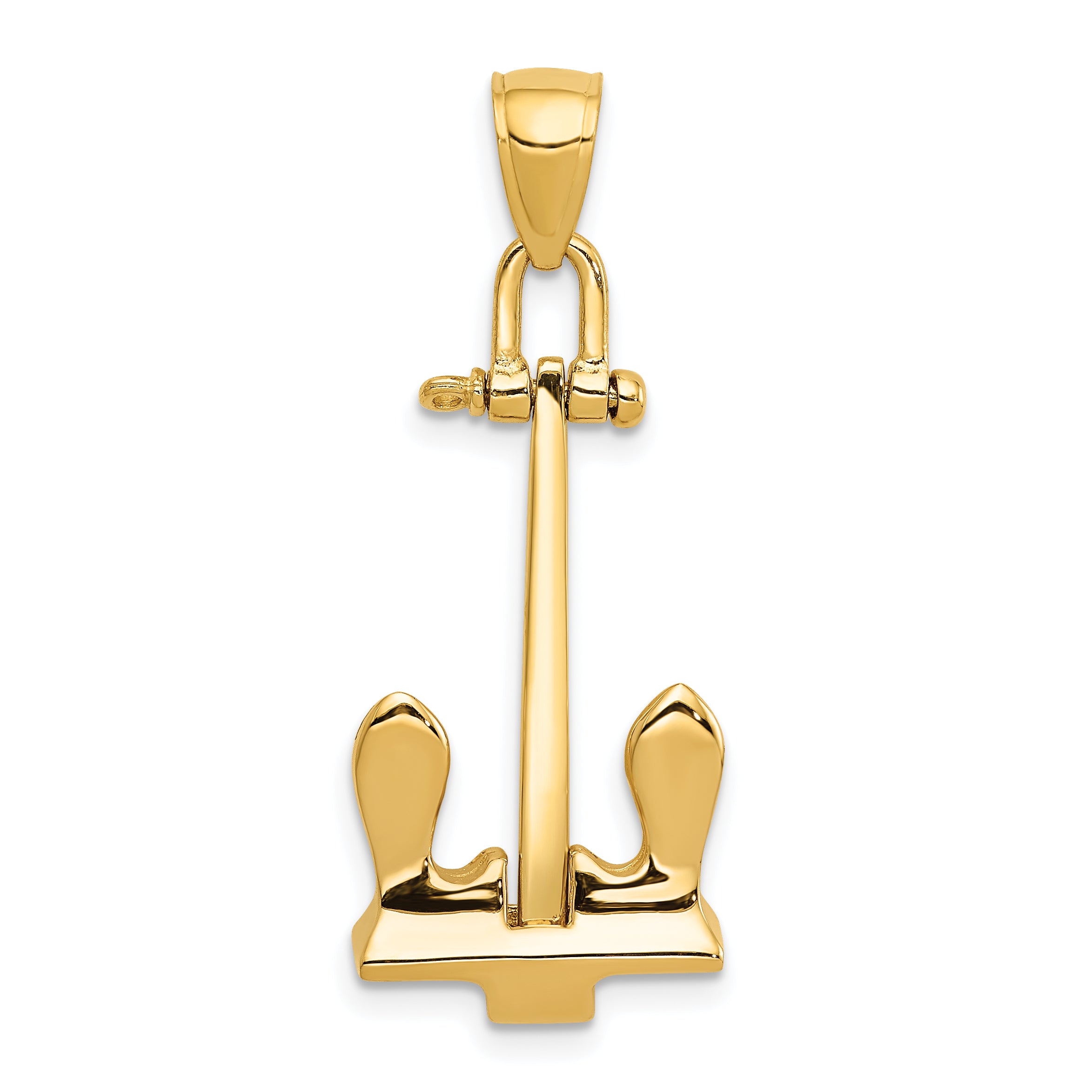 14K Gold 3D T-Bar Anchor Pendant for Men Solid and Casted Design