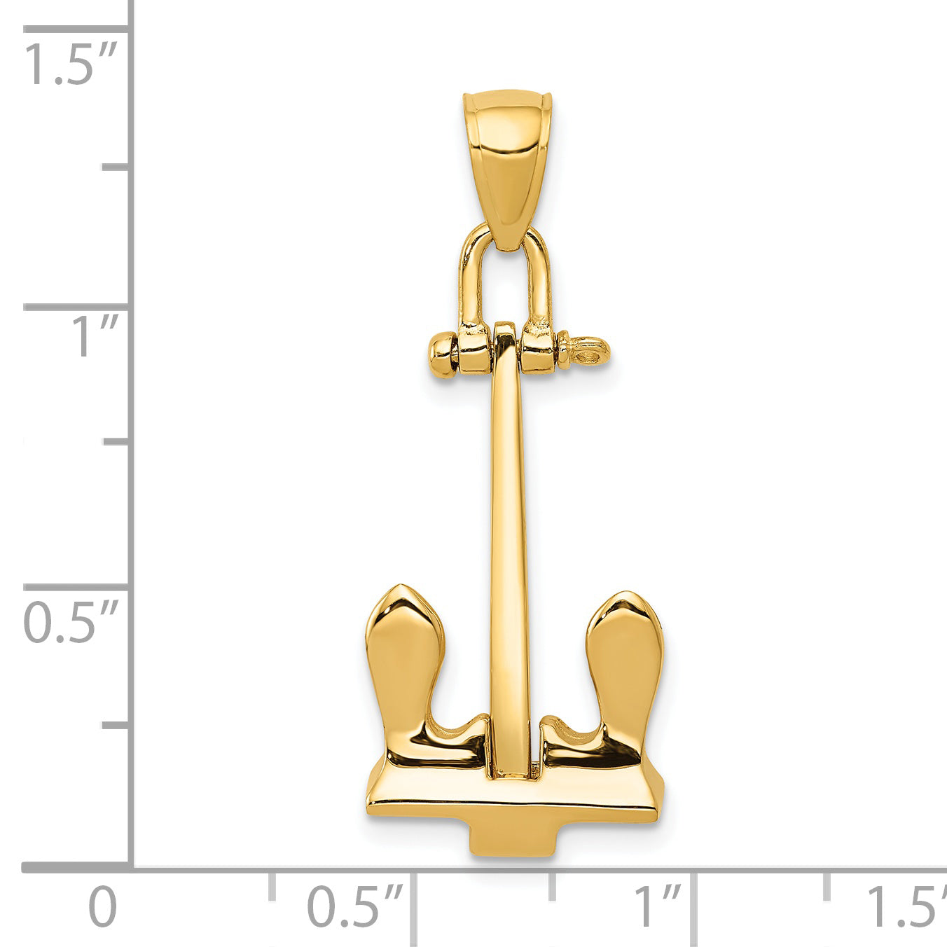 14K Gold 3D T-Bar Anchor Pendant for Men Solid and Casted Design