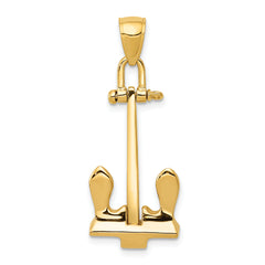 14k 3-D T-Bar Style Anchor Pendant