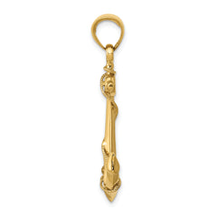 14K Gold 3D Anchor with Rope Pendant for Men Bold Nautical Charm