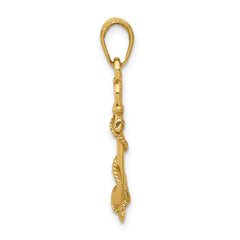 14K Gold 3D Anchor Pendant with Shackle and Rope Solid, Men's