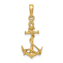 14k 3-D Anchor w/Shackle and Entwined Rope Pendant