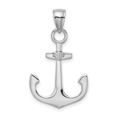 14K White Gold Polished 3-D Anchor Charm