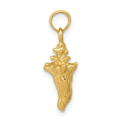 14K Gold 3D Conch Shell Pendant with Polished Finish for Men