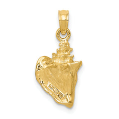 14K Gold 3D Conch Shell Pendant with Polished Finish for Men