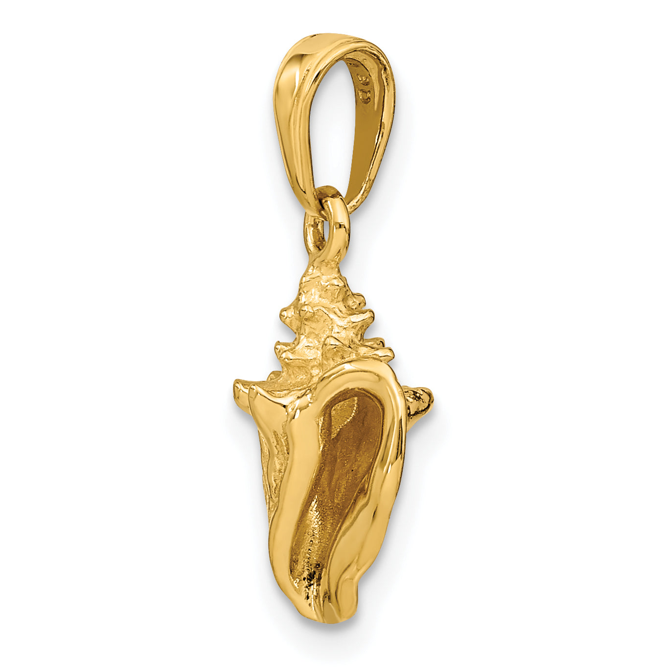 14K Gold 3D Conch Shell Pendant with Polished Finish for Men