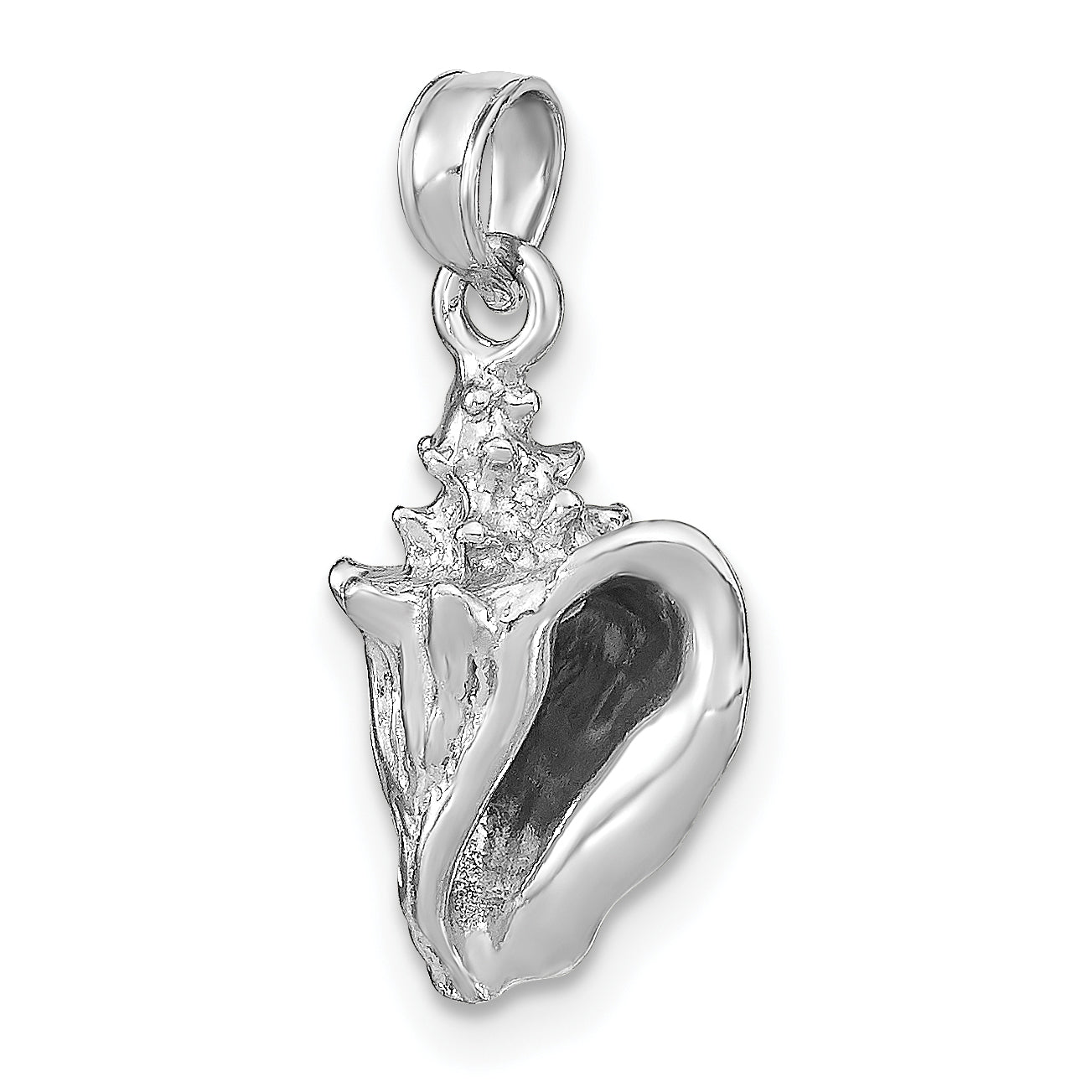 14K White Gold 3-D Conch Shell Charm