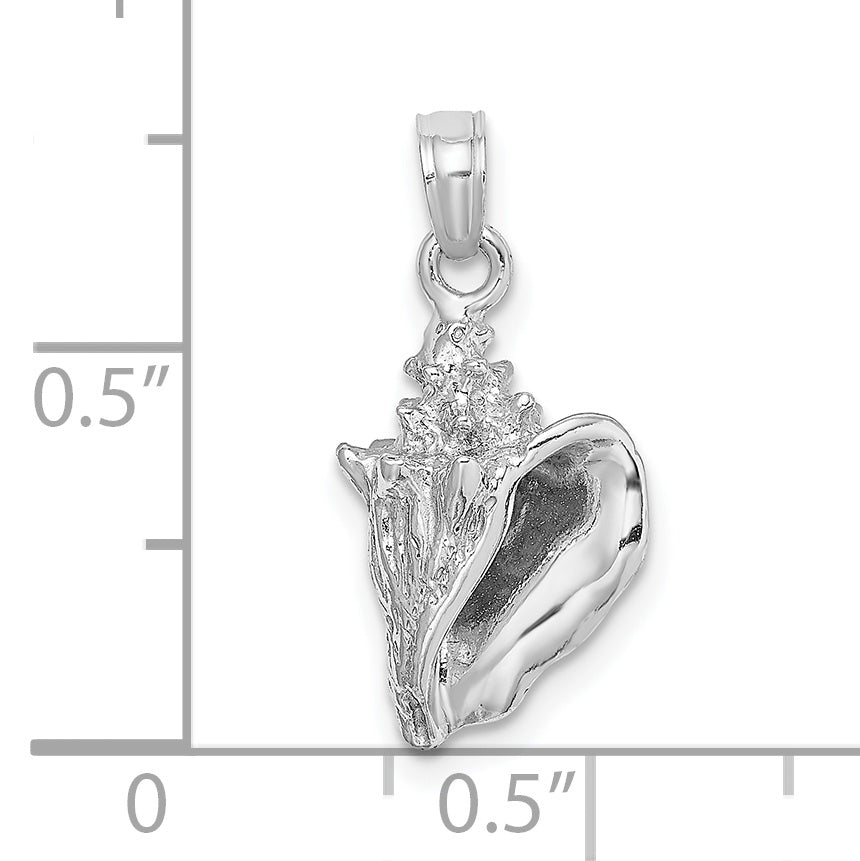 14K White Gold 3-D Conch Shell Charm