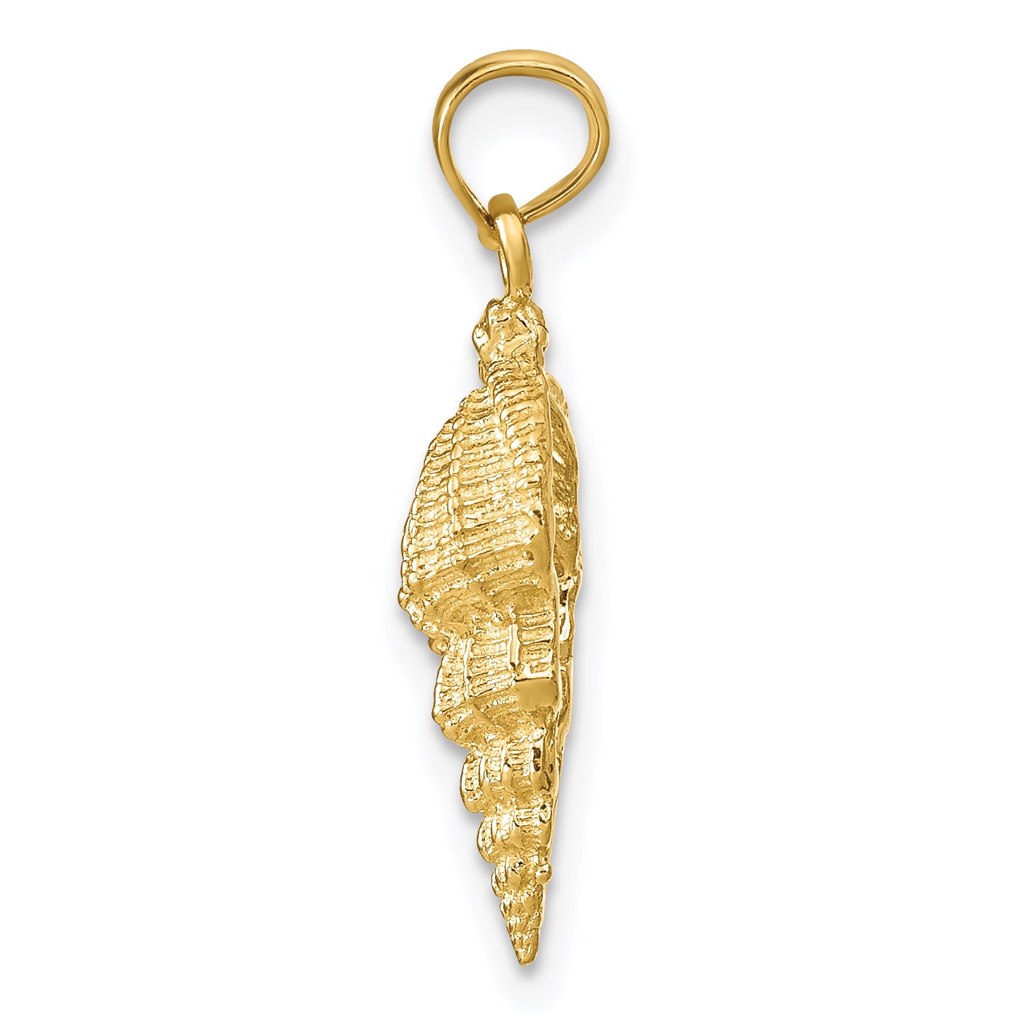 14K Gold Conch Shell Pendant for Men with Polished Textured Finish