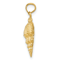 14K Gold Conch Shell Pendant for Men with Polished Textured Finish