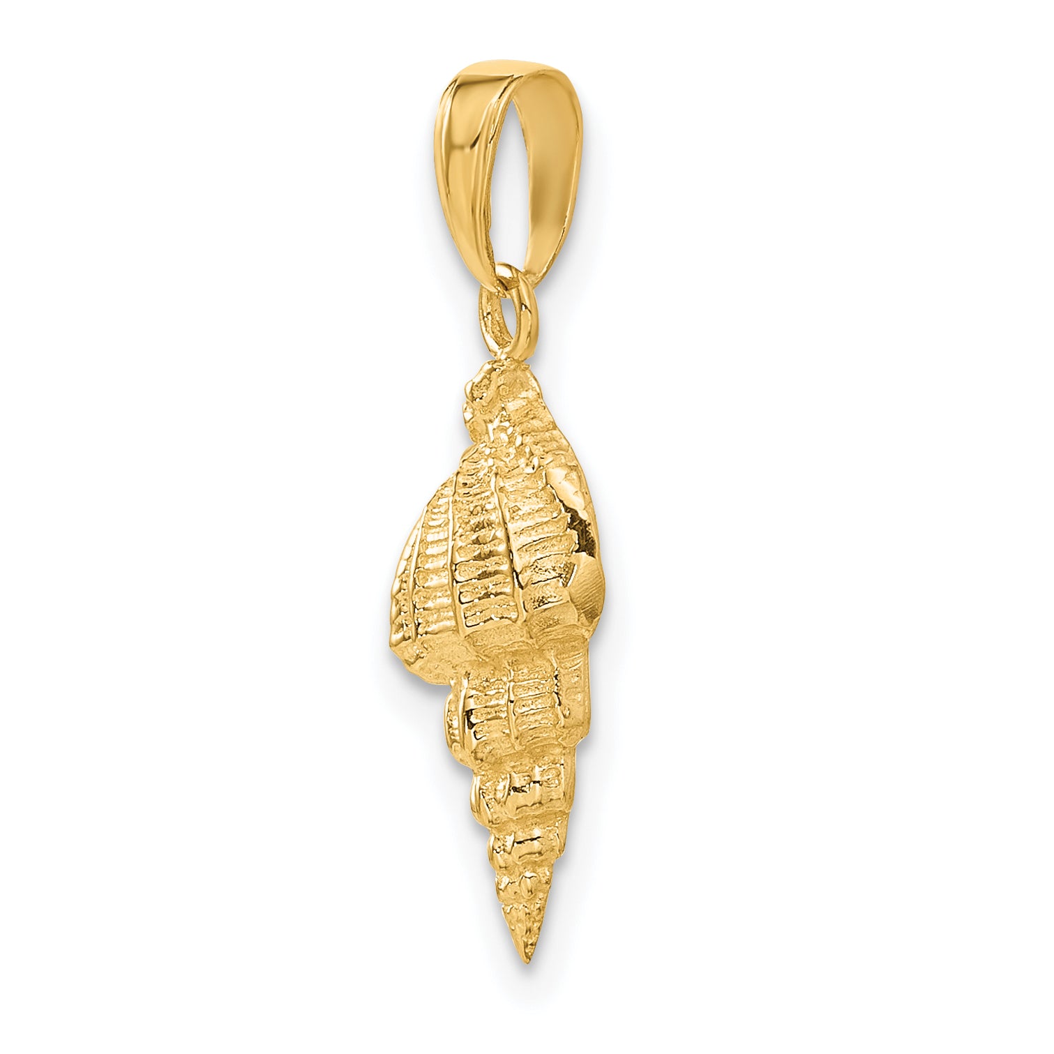 14K Gold Conch Shell Pendant for Men with Polished Textured Finish