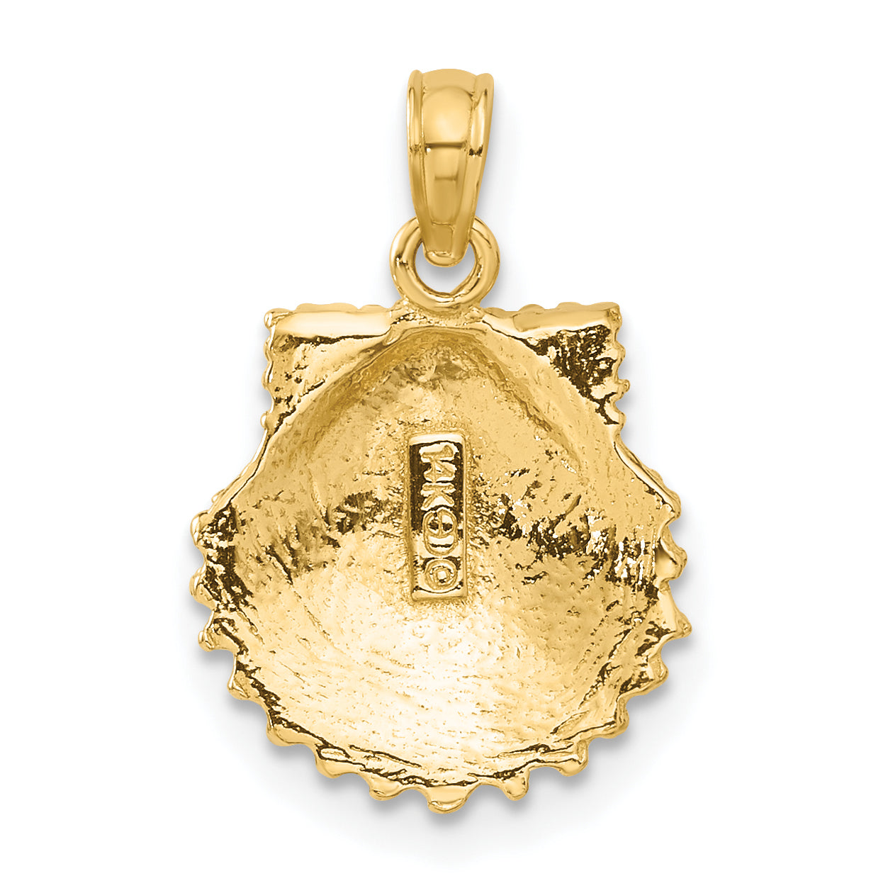 14k Textured Scallop Shell Pendant