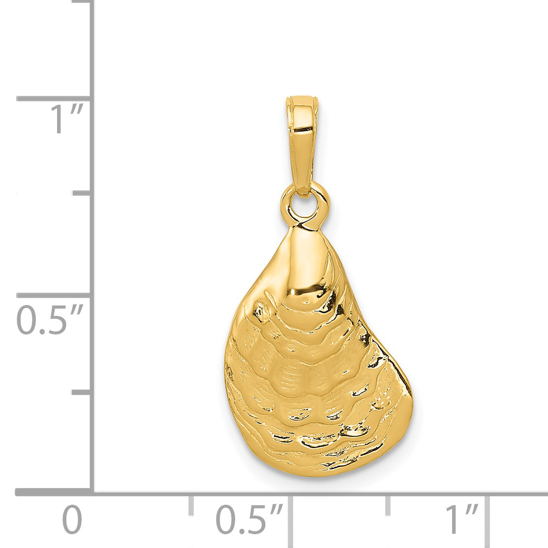 14K Gold Oyster Shell Pendant for Men with Polished Textured Finish